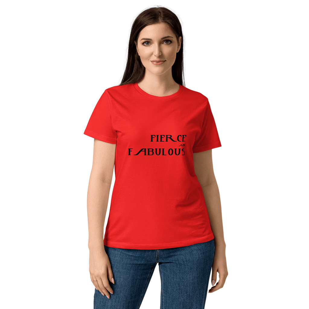 woman wearing Fierce & Fabulous Tee in red