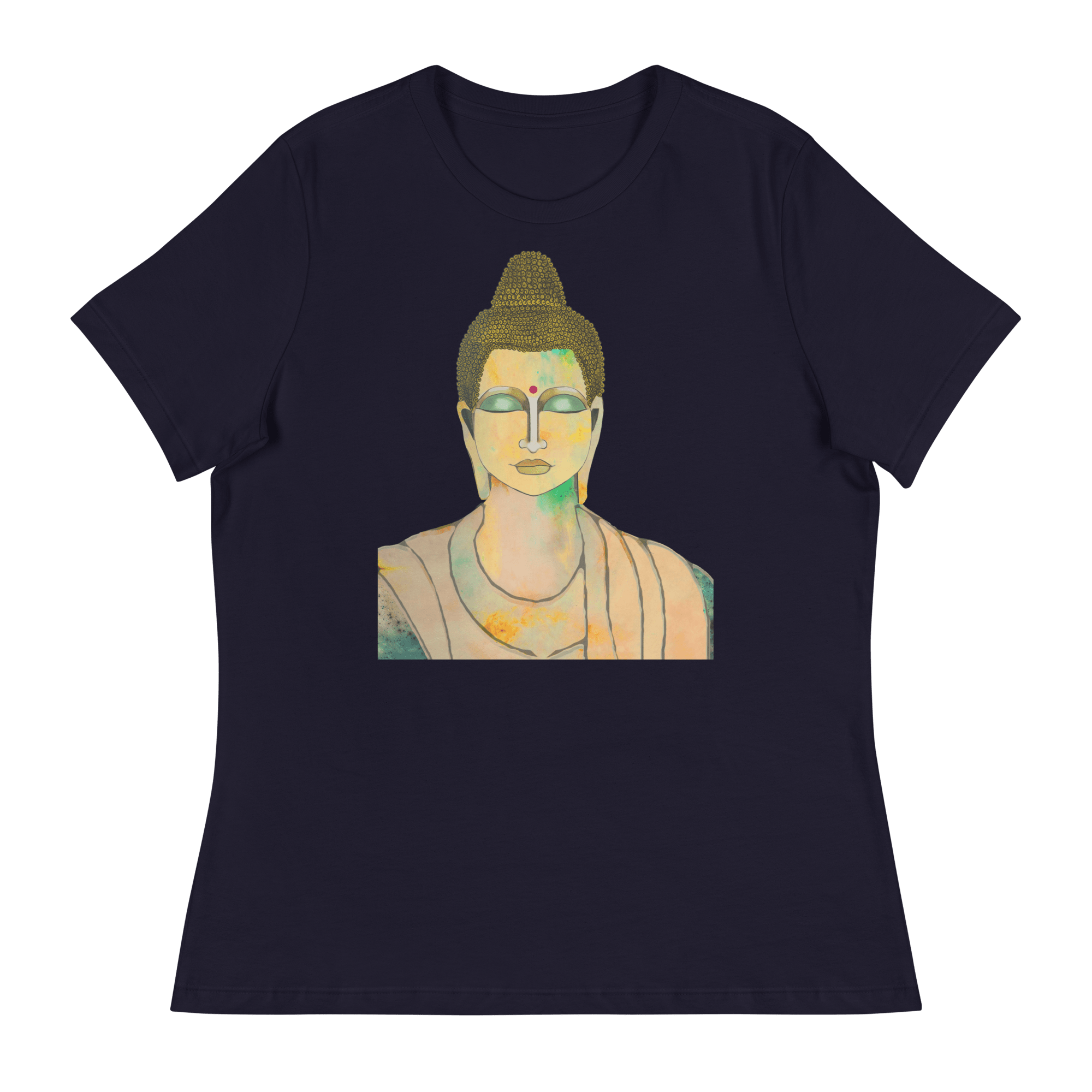 Serenity T-shirt in navy with  Buddha design