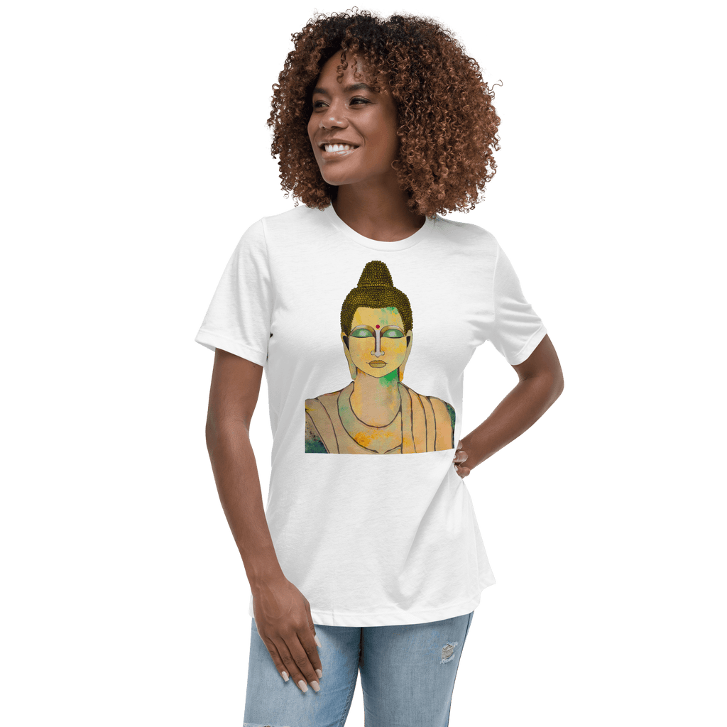 Women wearing Serenity Buddha Teen in white