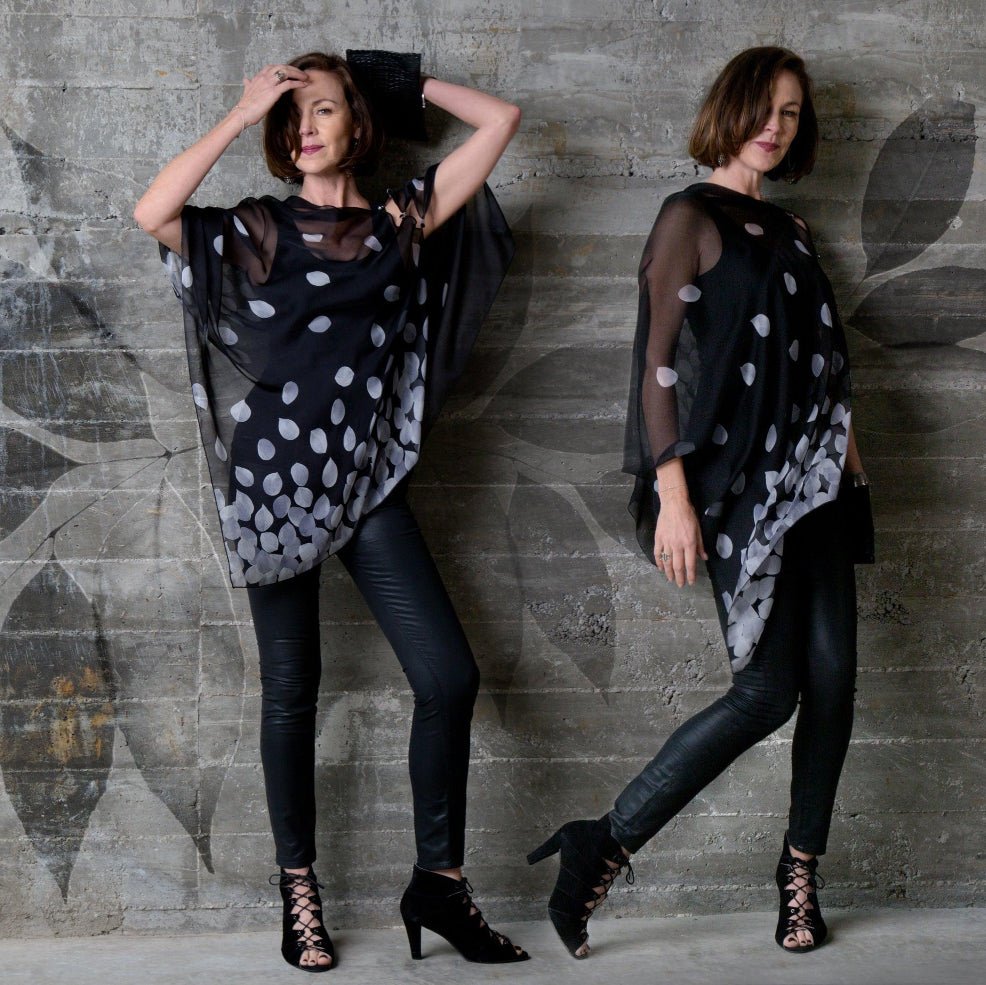 Falling Leaves Silk Chiffon Wrap Scarf