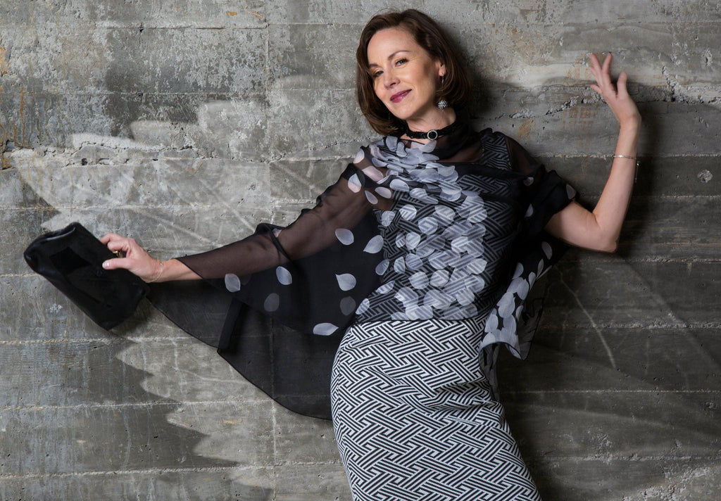 Falling Leaves Silk Chiffon Wrap Scarf